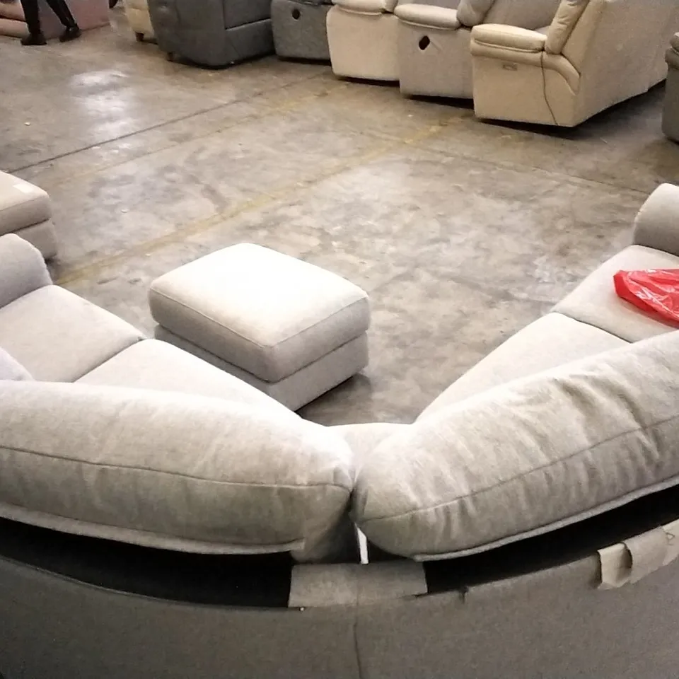 QUALITY BRITISH DESIGNED & MANUFACTURED G PLAN LIGHT GREY FABRIC SOFA CORNER GROUP WITH FOOTSTOOL