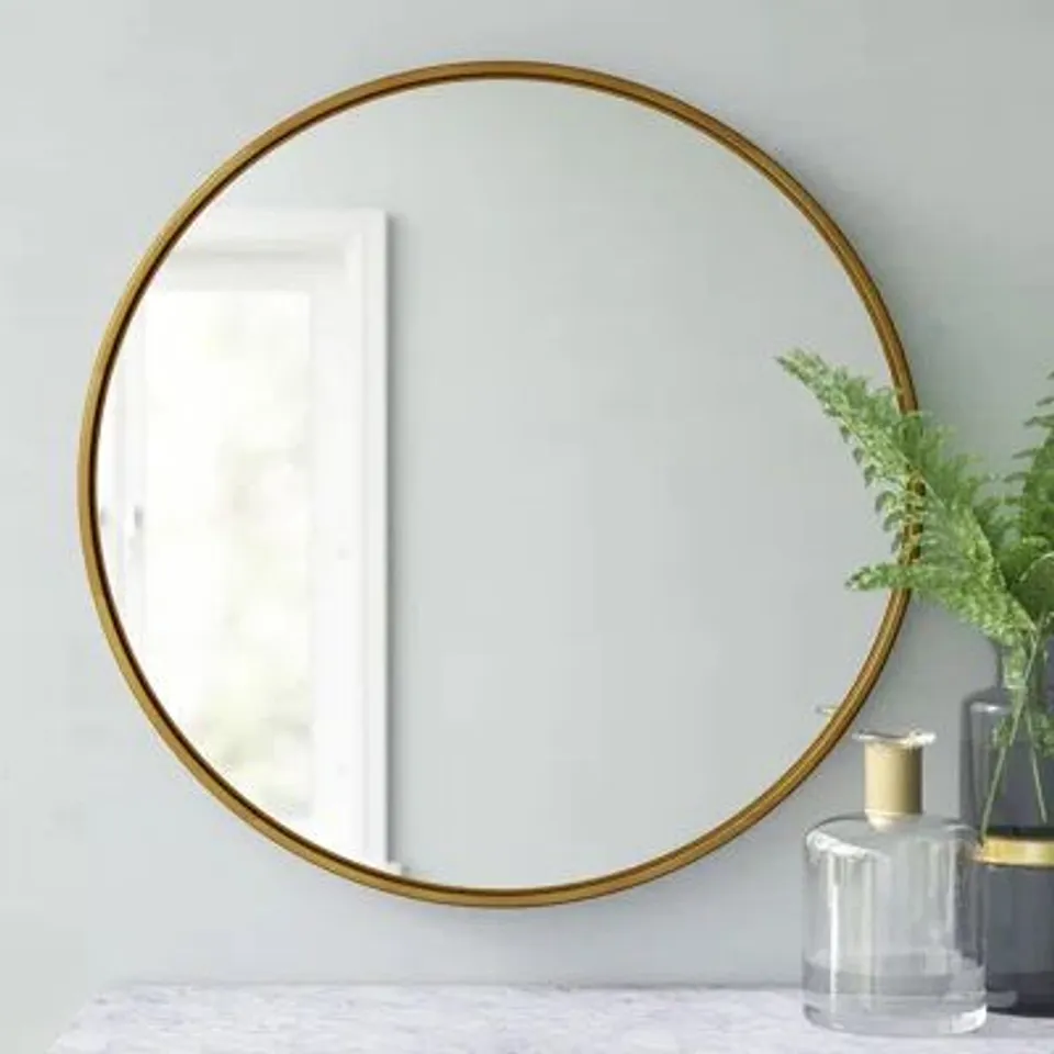 BOXED SHANTRIS ROUND FRAMED METAL MOUNTS TO DRESSER ACCENT MIRROR (1 BOX)