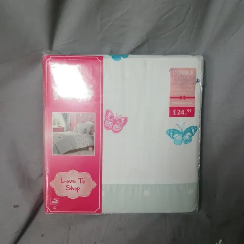 LOVE TO SHOP KIDS BUTTERFLY DOUBLE DUVET SET