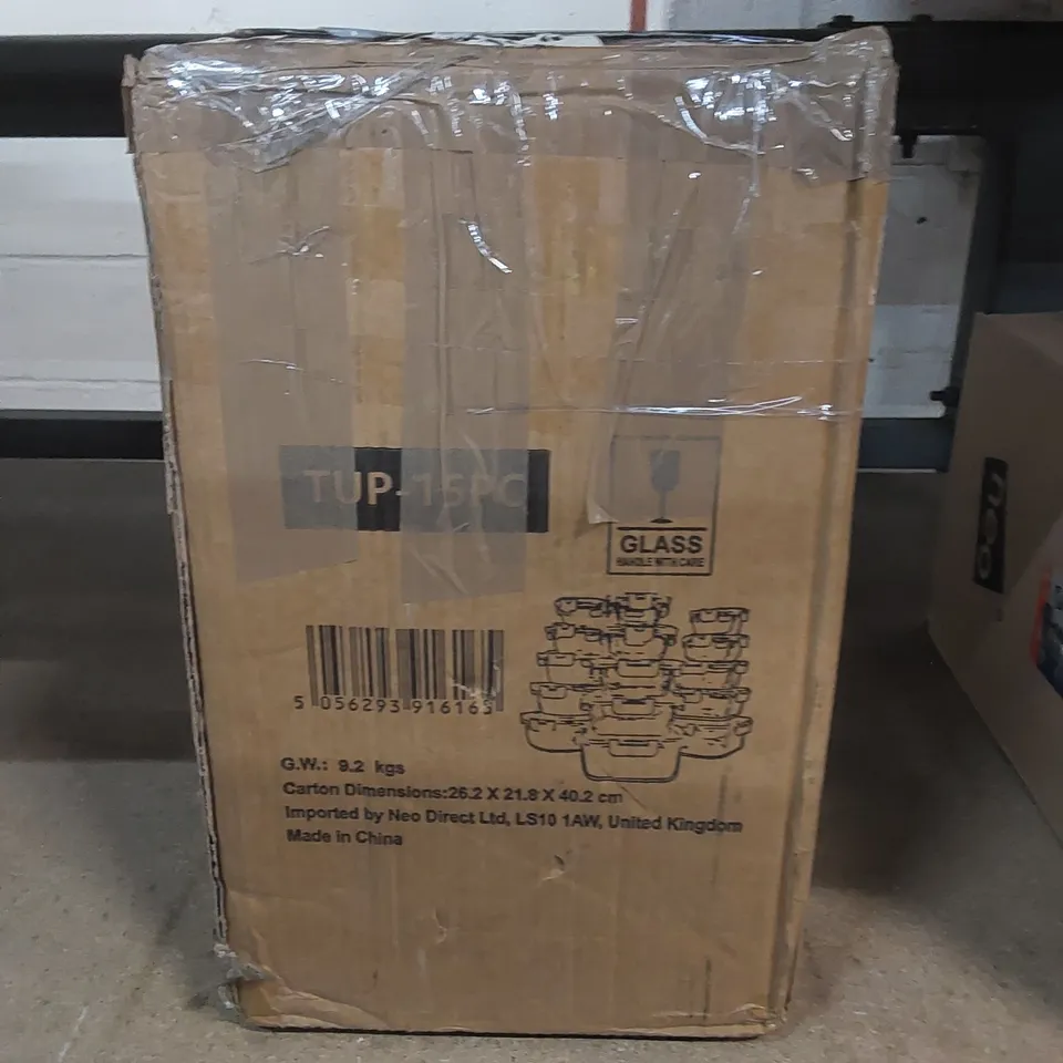 BOXED NEO 15PC GLASS TUPPERWARE SET 