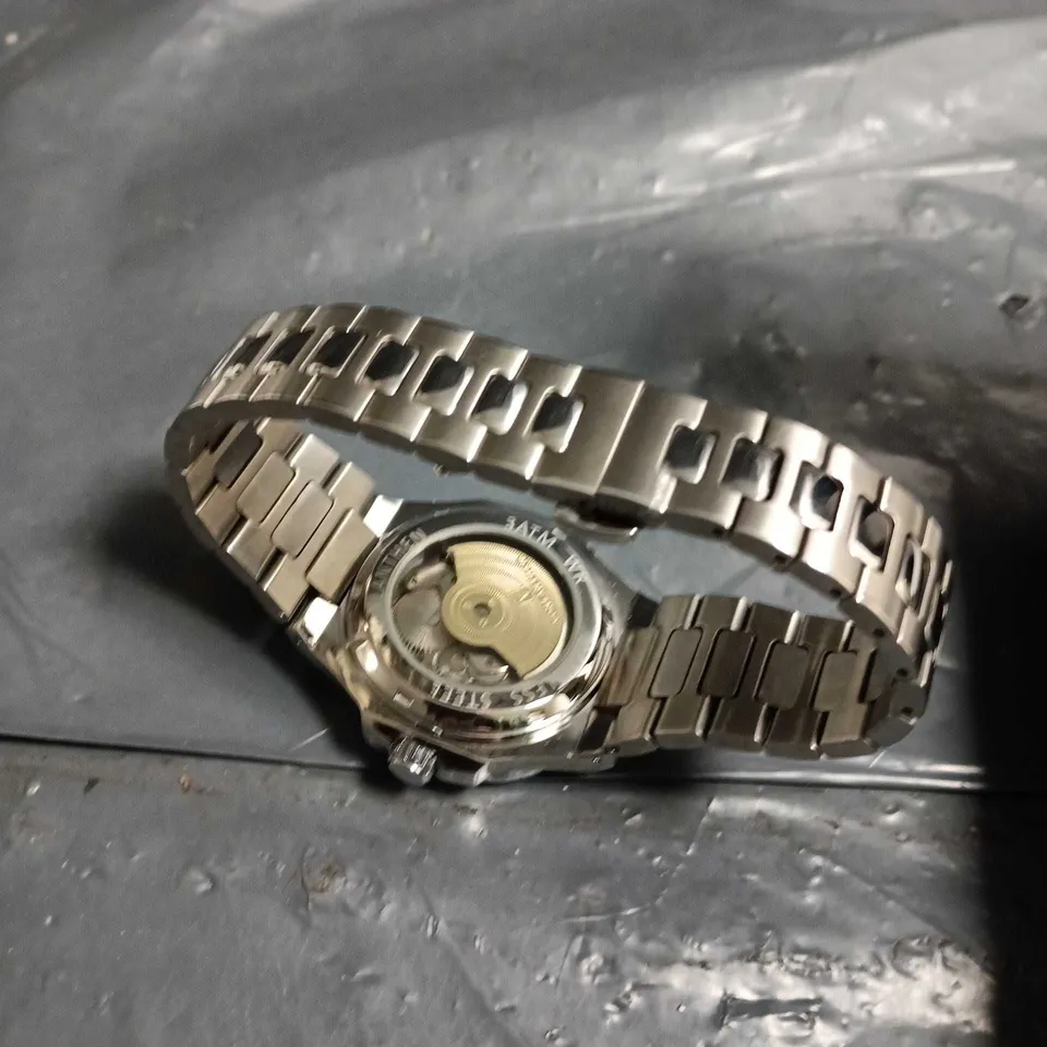 VONLANTHEN STAINLESS STEEL WRISTWATCH – BLUE SKELETON DIAL, AUTOMATIC