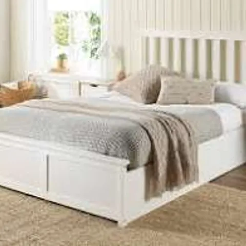 BOXED ASPIRE FURNITURE WOODEN OTTOMAN BED // SMALL DOUBLE - WHITE (2 BOXES)