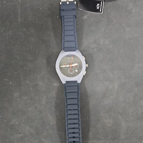 ARMANI EXCHANGE AX CHRONOGRAPH WATCH, BLUE SILICONE STRAP – BOXED