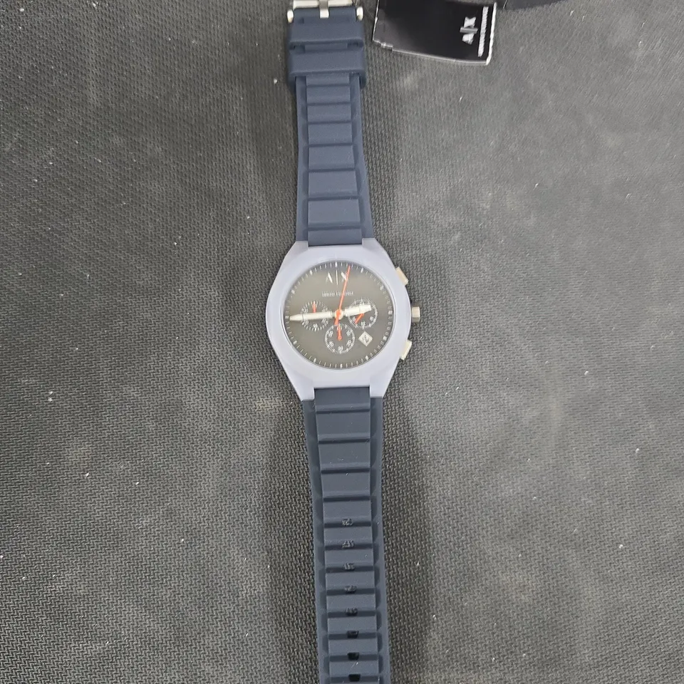 ARMANI EXCHANGE AX CHRONOGRAPH WATCH, BLUE SILICONE STRAP – BOXED
