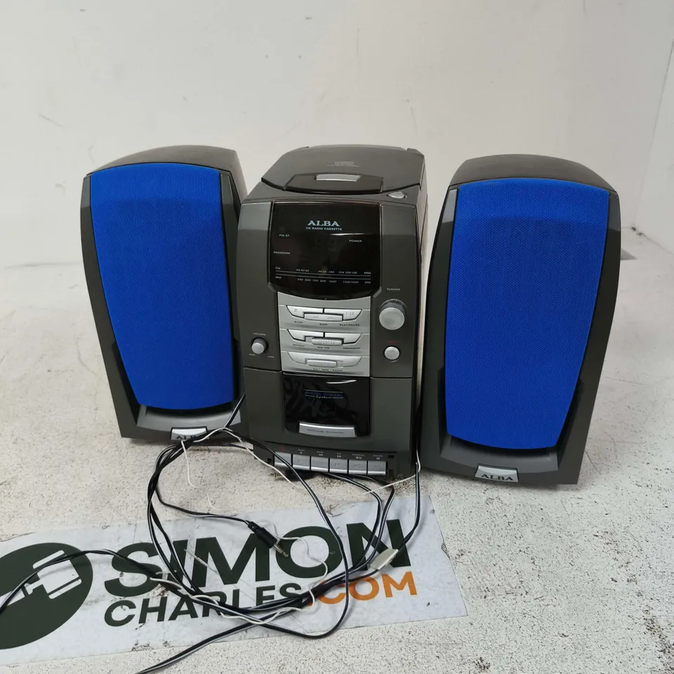 ALBA STEREO SYSTEM WITH TWIN BLUE SPEAKERS 
