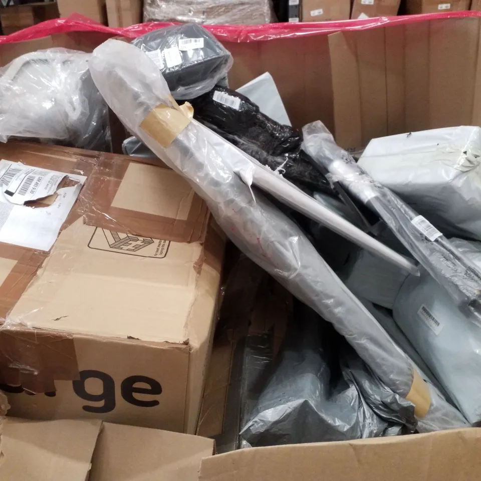 PALLET CONTAINING ASSORTED PRODUCTS INCLUDING TILT TV WALL MOUNT, POP UP TENT, PAPER STORAGE, ROUND METAL BALLOON ARCH KIT & MODULARFOAM CUSHION