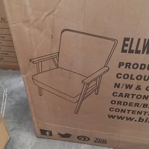 BOXED ELLWOOD FABRIC ARMCHAIR - CREAM AND OAK