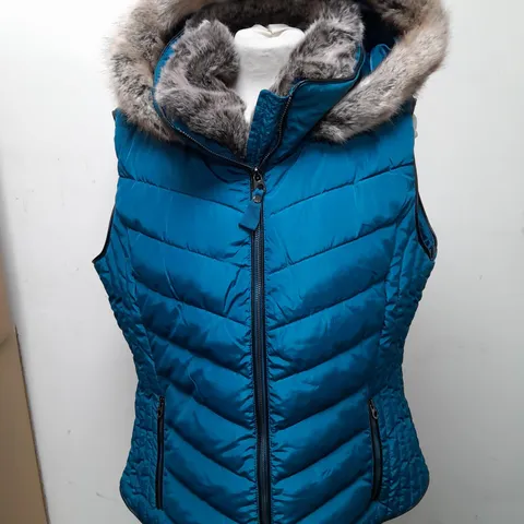 JOULES WARM WELCOME TEAL HOODED GILET - UK 18