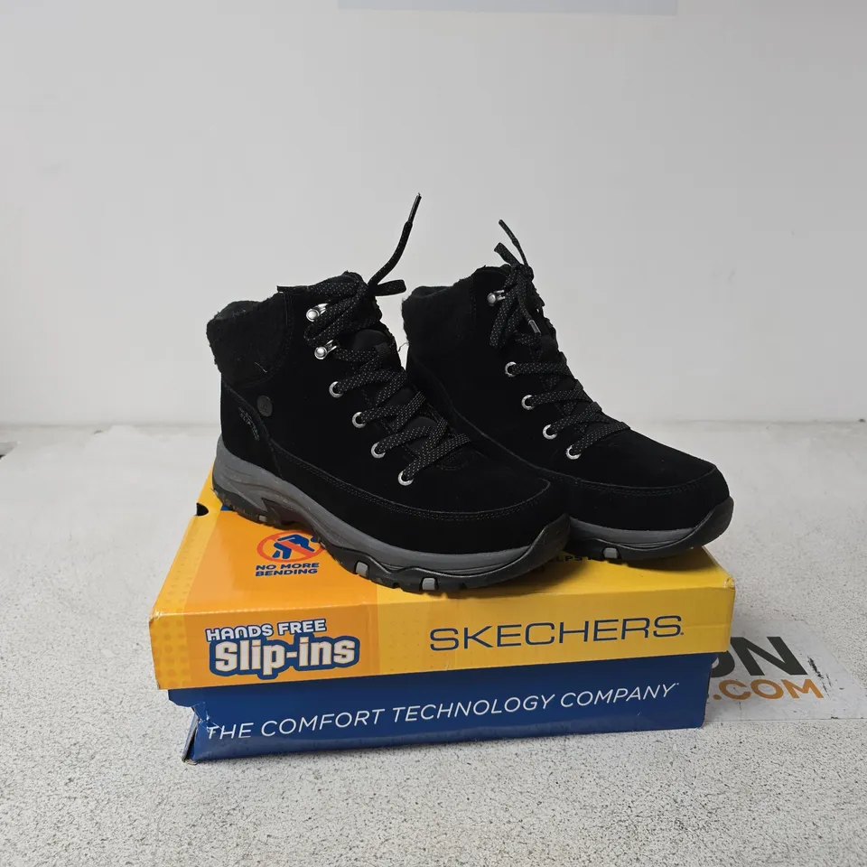 SKECHERS SLIP INS BLACK HIKING BOOTS UK 6.5 BOXED