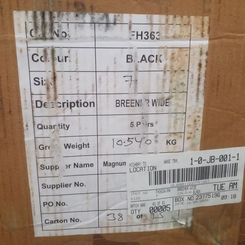 BOX CONTAINING APPROXIMATELY 5 PAIRS OF BRAND NEW SIMPLY BE BLACK BREENER WIDE LEATHER BOOTS - SIZE 7