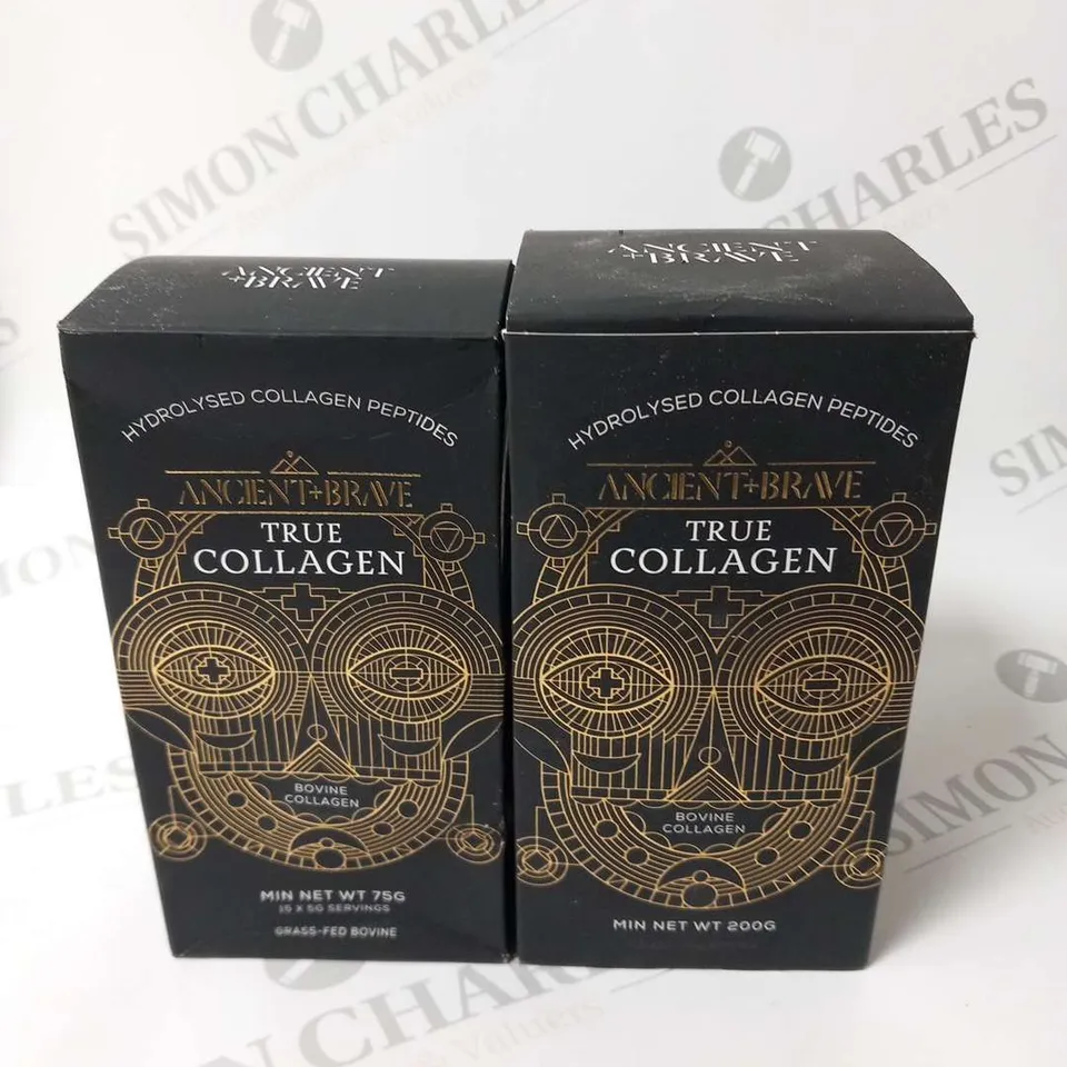 TWO ASSORTED ANCIENT AND BRAVE TRUE COLLAGEN BOVINE COLLAGEN PRODUCTS TO INCLUDE; 200G AND 75G