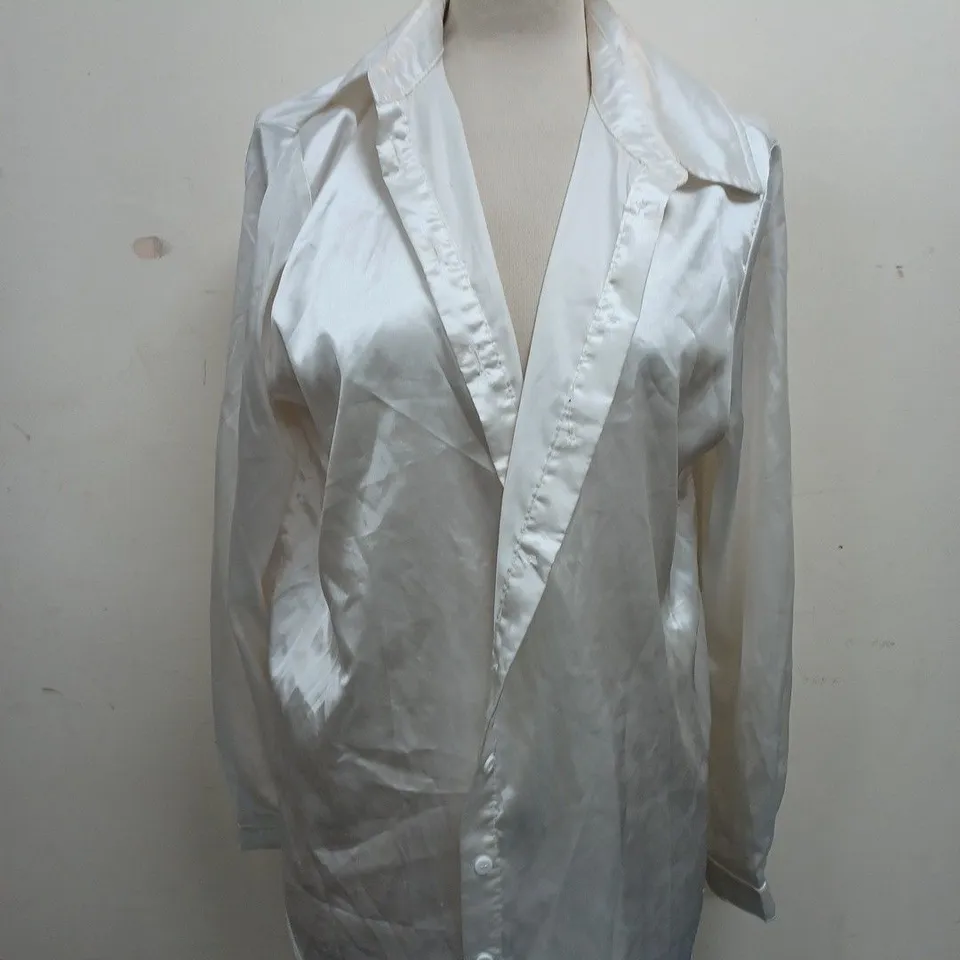 PLT SILK SHIRT IN WHITE - SIZE LARGE 