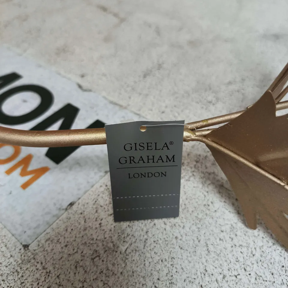 BOX OF 6 GISELA GRAHAM LONDON GOLD STYLE METAL FLOWER DECORATIONS