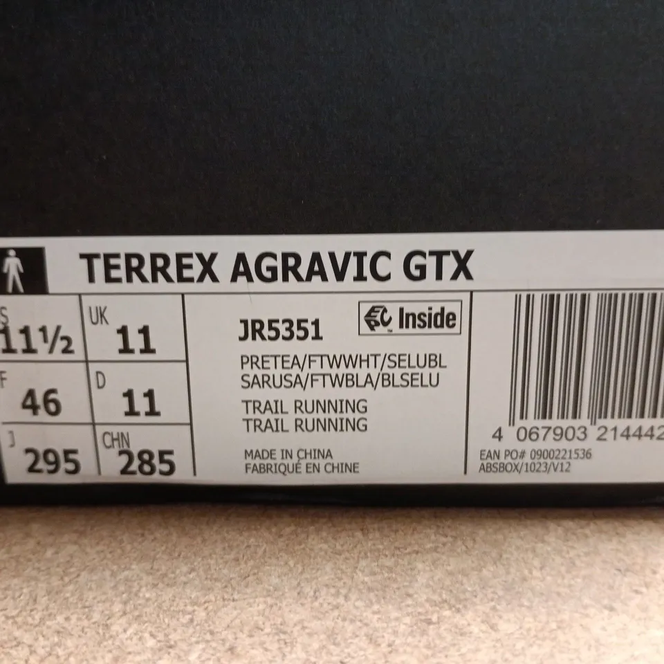 BOXED PAIR OF ADIDAS TERREX AGRAVIC GTX TRAIL RUNNING SHOES – UK 11 (MEN'S)
