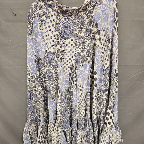 FREE PEOPLE WIDE LEG RUFFLE HEM ELASTICATED WAIST TROUSERS IN SAND COMBO SIZE XS