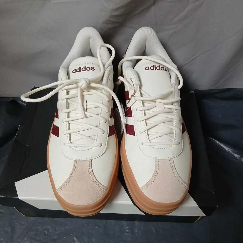 ADIDAS VL COURT BOLD SNEAKERS – WHITE/GUM, UK 7