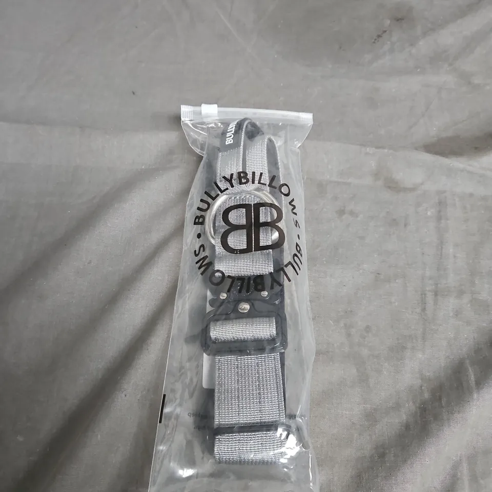 BULLY BILLOWS 4CM COMBAT DOG COLLAR - METAL GREY V2.0, XS