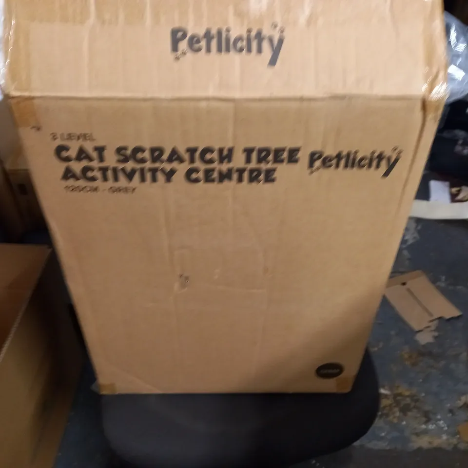 BOXED PELICITY 3-LEVEL CAT SCRATCH TREE - 120CM GREY