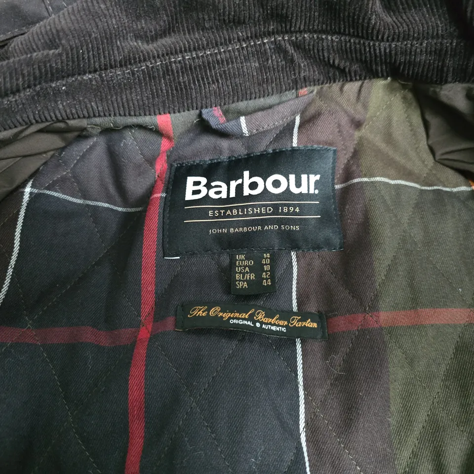 BARBOUR WILLOWS WAX JACKET IN BROWN - UK 14