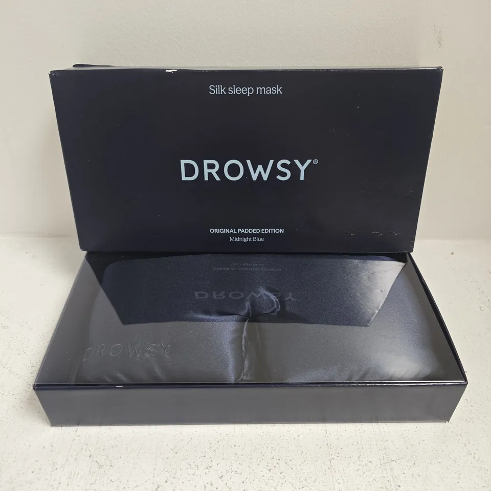 BOXED DROWSY ORIGINAL PADDED EDITION MIDNIGHT BLUE SILK SLEEP MASK