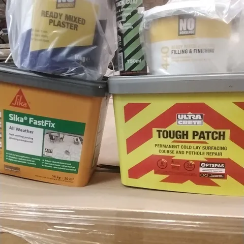 PALLET OF ASSORTED DIY, HOME IMPROVEMENT AND BUILDING PRODUCTS TO INCLUDE; READY MIXED PLASTER, JOINT SEALER, JOINTING FILLING&FINISHING, ALL WEATHER JOINTING COMPOUND ETC