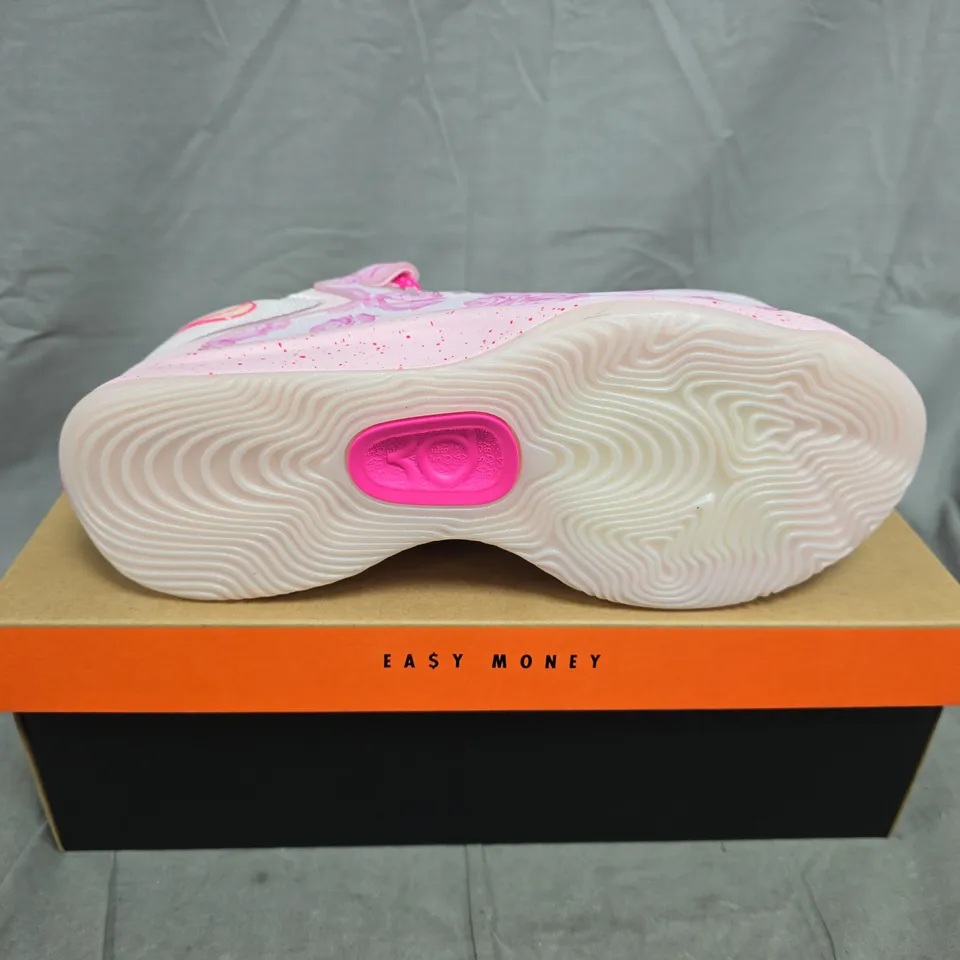 BOXED PAIR OF NIKE KD18 NRG SNEAKERS – PEARL PINK/LASER FUCHSIA, UK 11