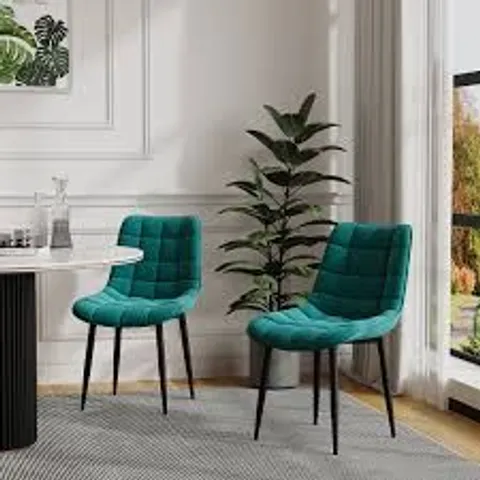 BOXED SET OF 4 NOVA VELVET DINING CHAIRS - GREEN (1 BOX)