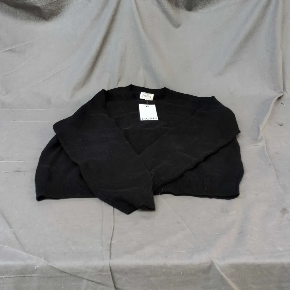 HUSH IVY FINE MERINO CREW JUMPER – BLACK – SIZE M/L
