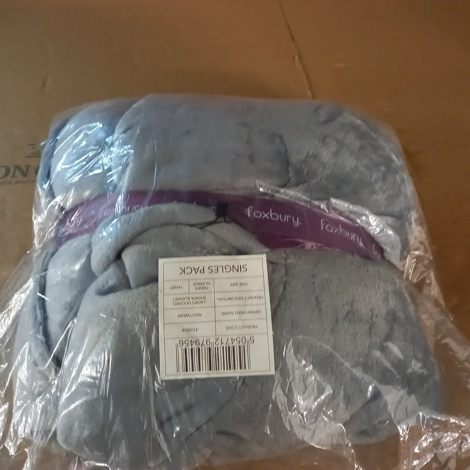 BAGGED FOXBURY GREY LADIES HOODED SHERPA BLANKET