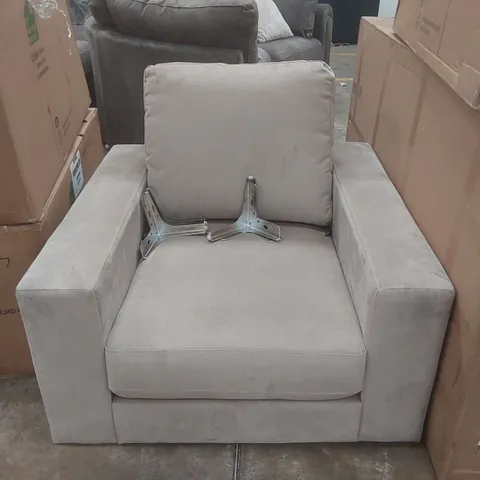 QUALITY DESIGNER VELVET UPHOLSTERED ARMCHAIR