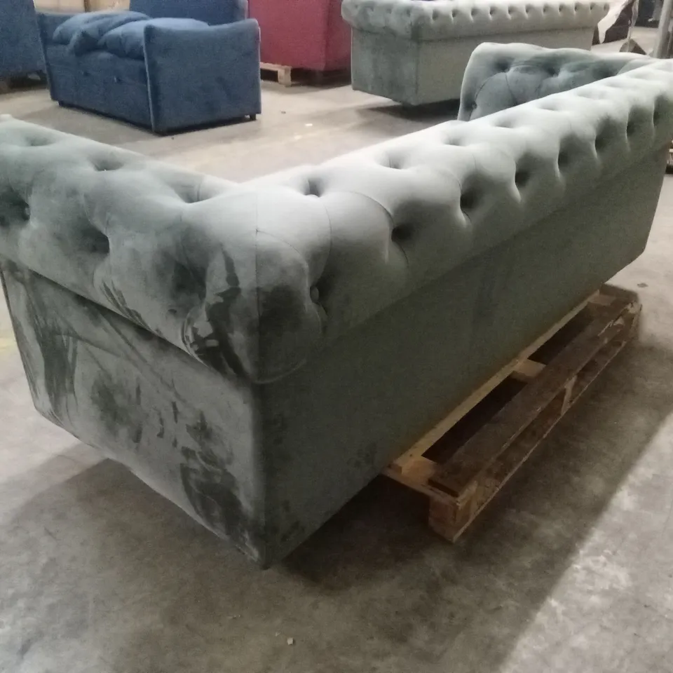 QUALITY DESIGNER 3 SEATER CHESTERFIELD SOFA BED - CHARCOAL VELVET
