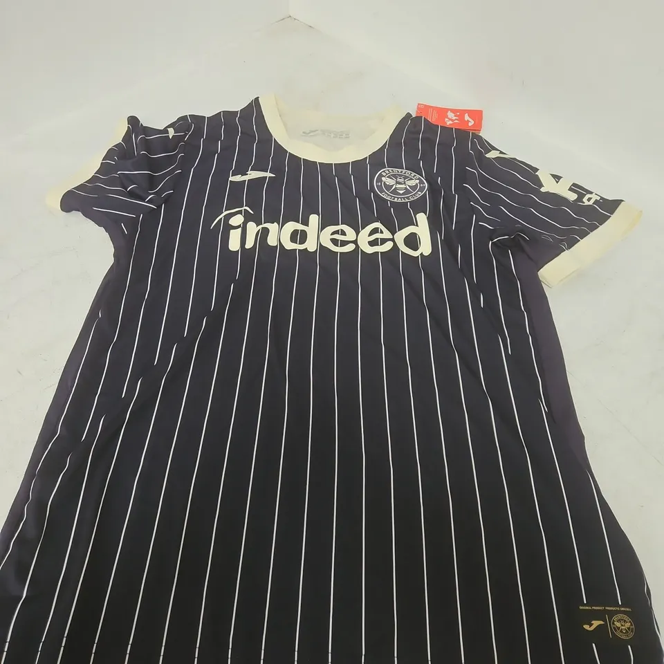 FOOTBALL SHIRT/JERSEY BY JOMA – BLACK WITH WHITE PINSTRIPES, UK 2XL
