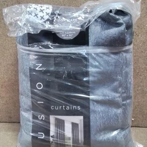 BAGGED FUSION FULLY LINED CURTAINS IN GREY 228X228CM 