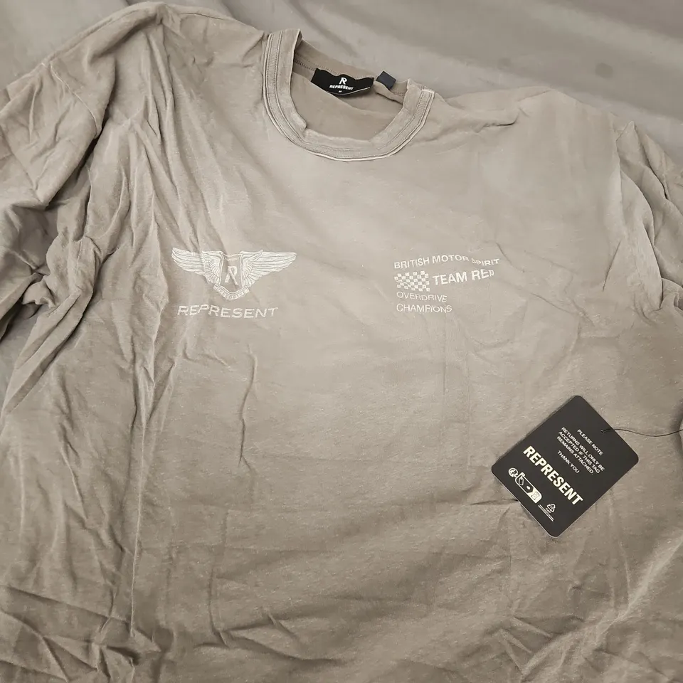 REPRESENT T-SHIRT – GREY, MEN'S M WITH CHEST PRINT