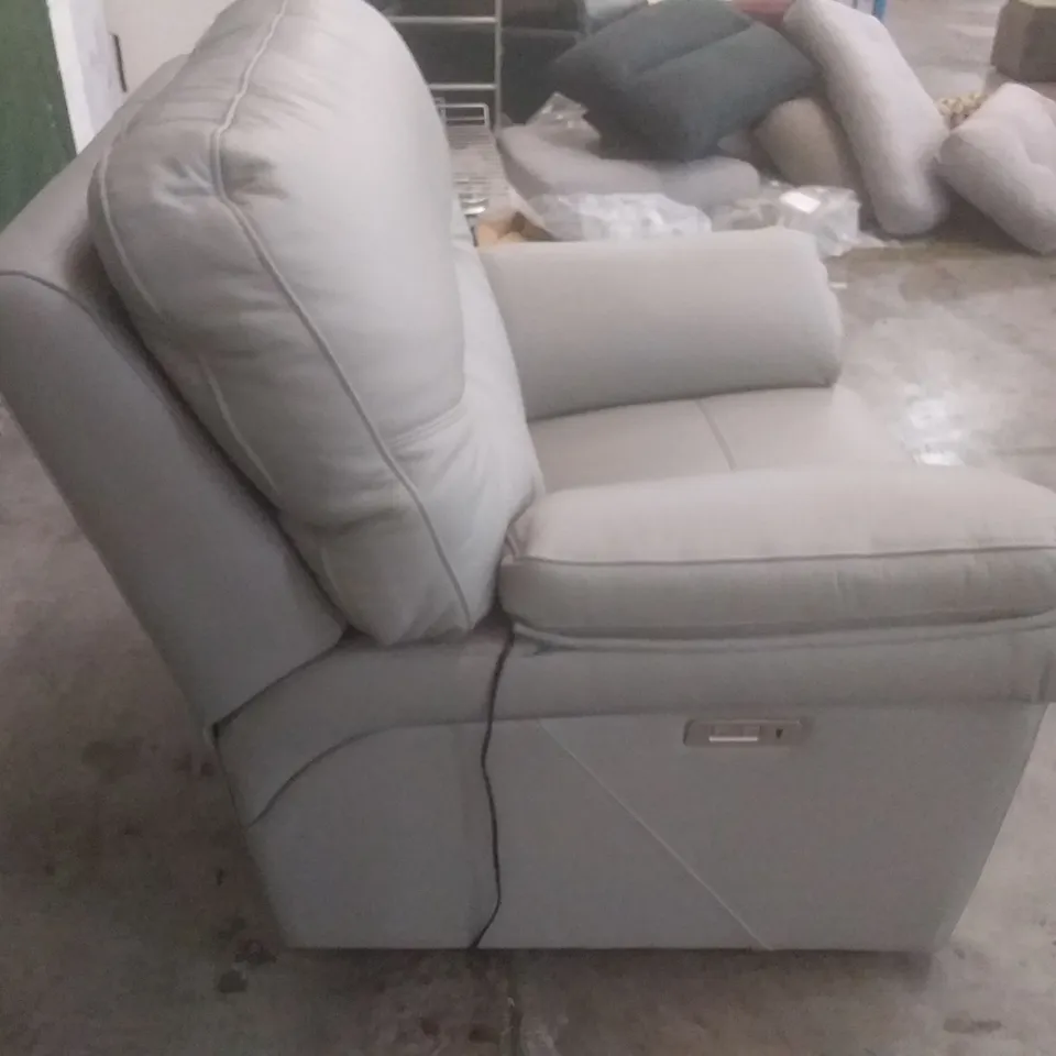 DESIGNER G PLAN SEATTLE ELECTRIC RECLINER CHAIR - CAMBRIDGE GREY LEATHER