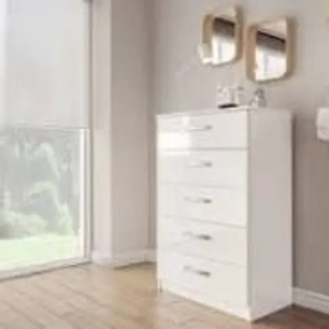 BOXED BIRLEA LYNX 5 DRAWER CHEST - WHITE (1 BOX)