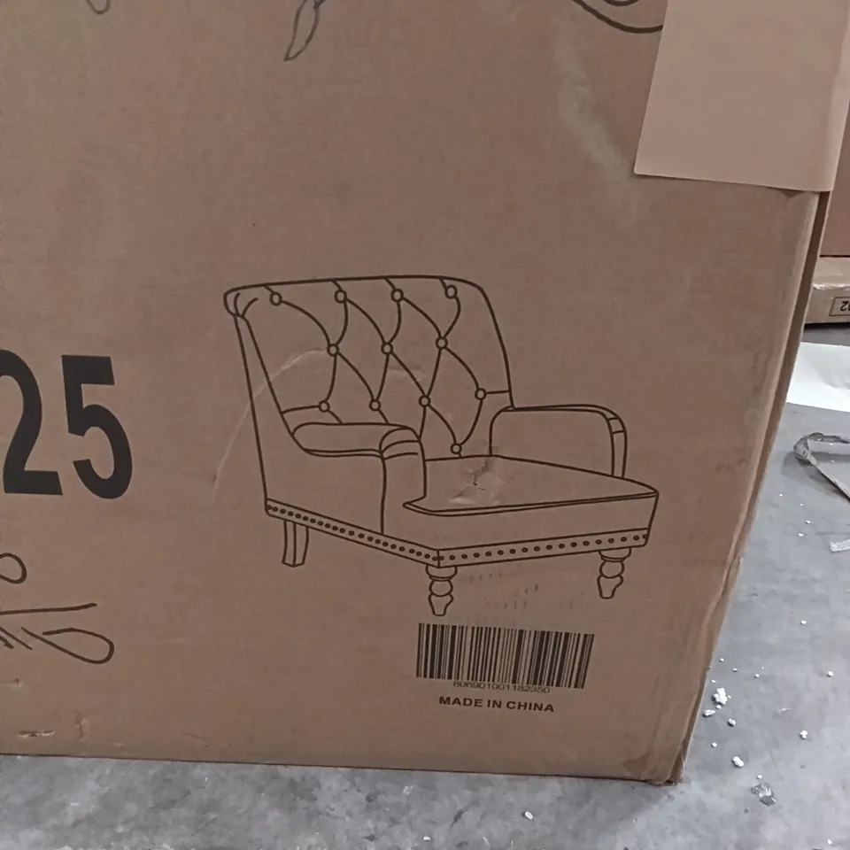 BOXED FURNITURE MAXI DARWIN VELVET ACCENT CHAIR - GREY (1 BOX)