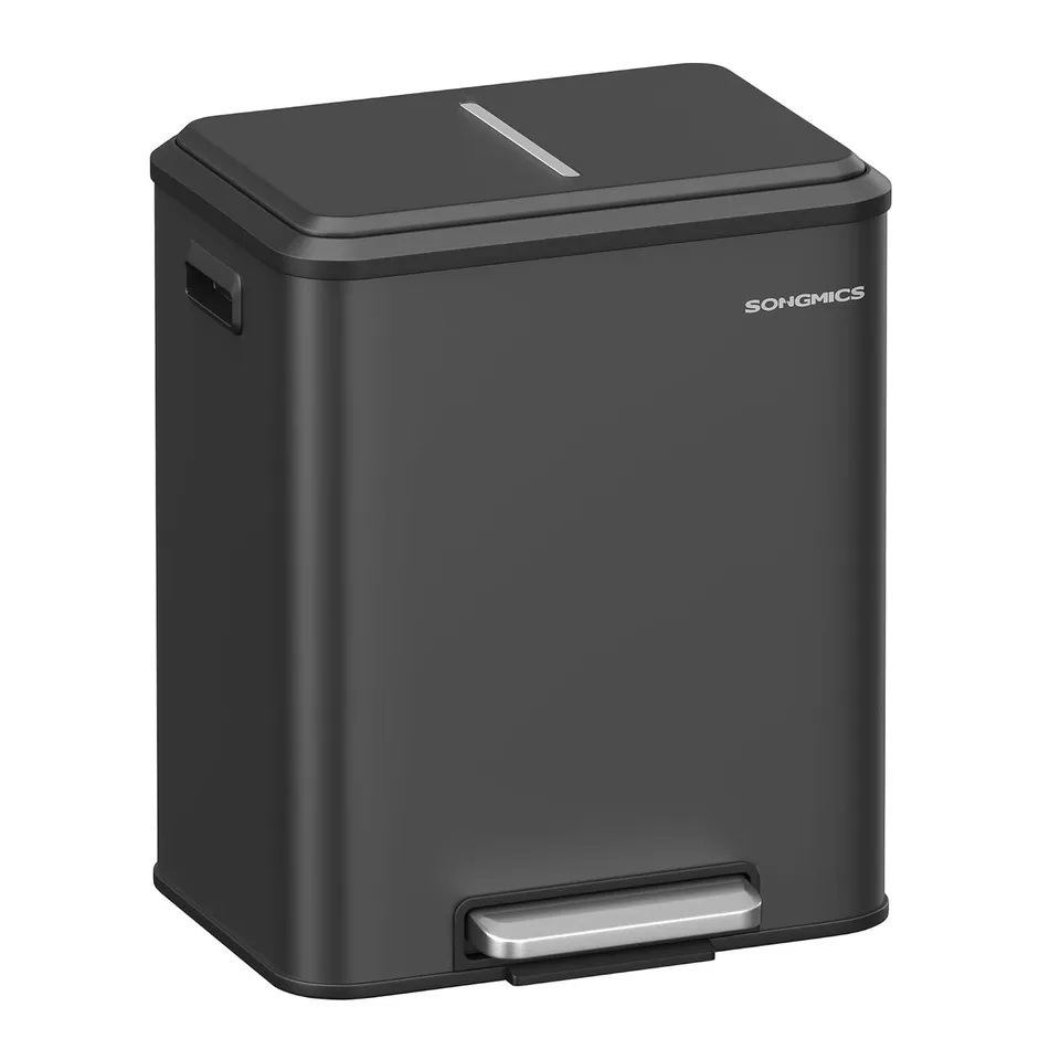 BOXED SONGMICS KITCHEN BIN, 2×4 DOUBLE BIN FOR RECYCLING AND WASTE - INK BLACK