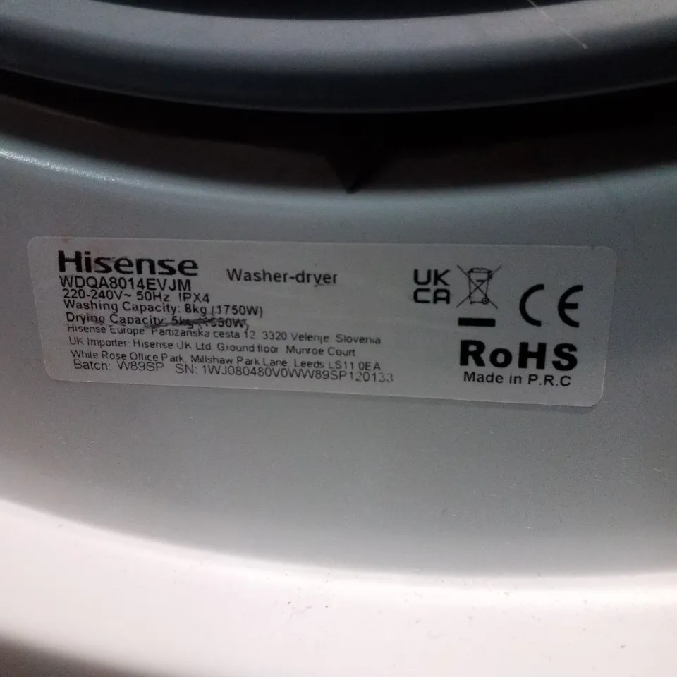 HISENSE 3 SERIES WDQA8014EVJM 8 KG WASHER DRYER - WHITE
