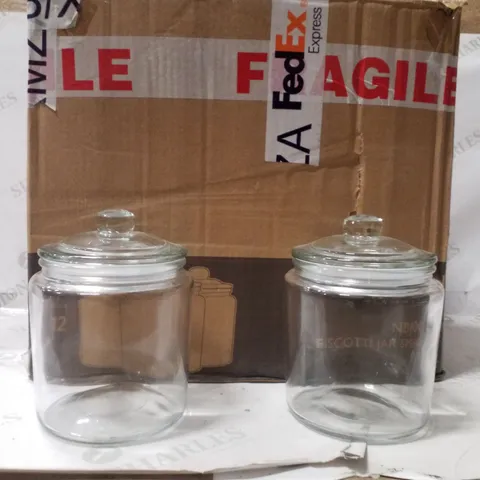 BOXED PACK OF 9 CROWN GLASSWARE BISCOTTI JARS