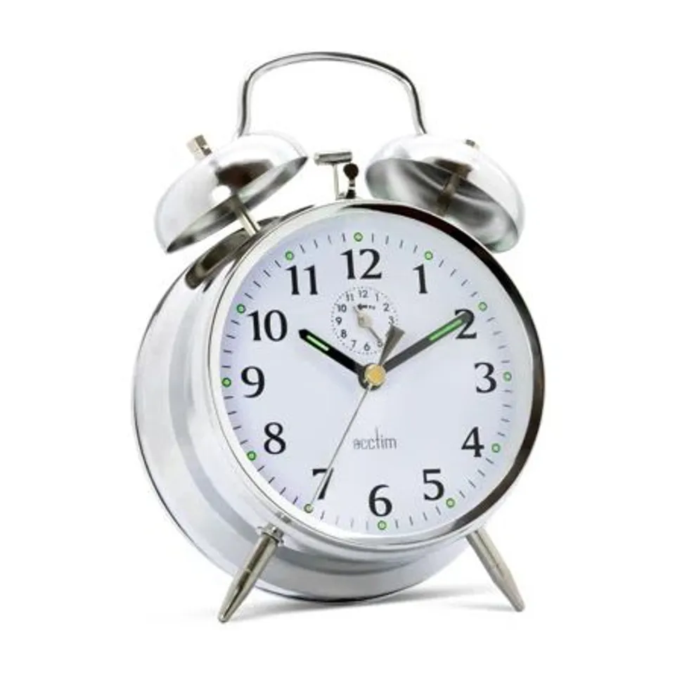 BOXED ANALOG METAL QUARTZ TABLETOP ALARM CLOCK