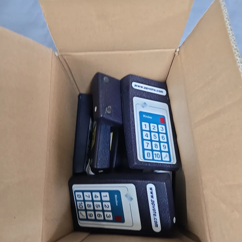 BOX OF APPROXIMATELY 15 PPVOTE CONFERENCING EQUIPMENT