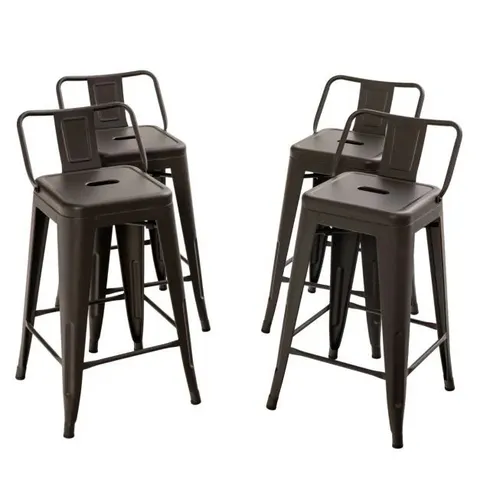 BOXED COSTWAY 24 INCH METAL CHAIRS SET OF 4 WITH REMOVABLE BACK - BLACK