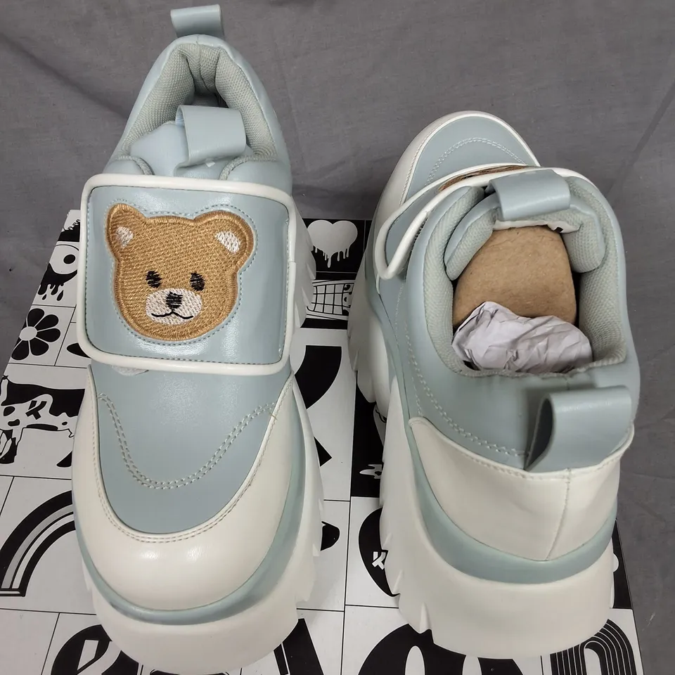 BOXED KOI TEDDY SURA BLUE VILUN PLATFORM TRAINERS - UK4