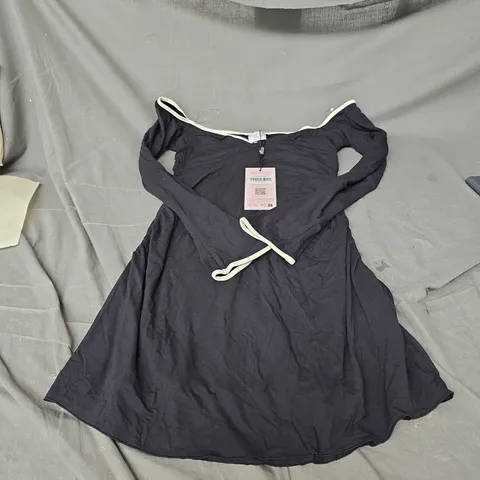 OH POLLY STASIA MODAL OFF-SHOULDER A-LINE MINI DRESS IN BLACK SIZE L