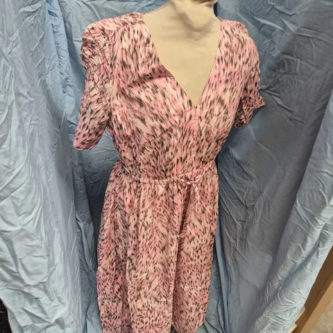 WHISTLES LEAPARD COTTON MIDI DRESS IN PINK MULTI - UK 10