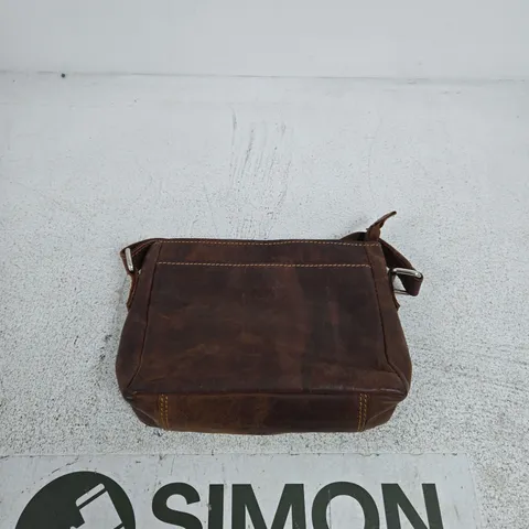 ROWALLAN BROWN LEATHER CROSSBODY BAG WITH CONTRAST STITCHING 