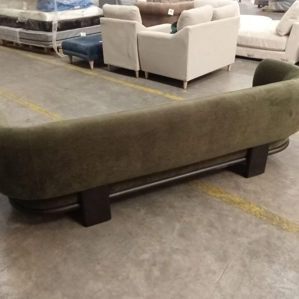 DANETTI FLORENCE OLIVE GREEN CHENILLE WITH DARK WOOD 3 SEATER SOFA RRP £1429