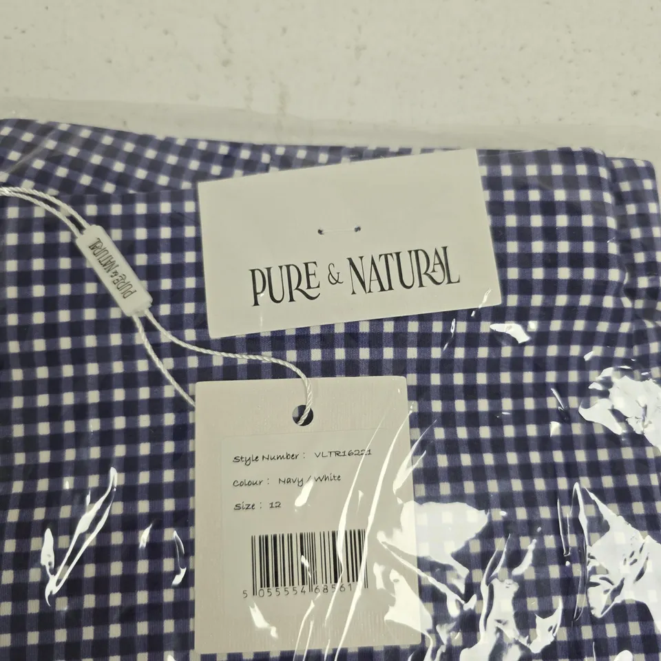 PURE & NATURAL NAVY & WHITE GINGHAM TROUSERS – WOMEN'S, UK SIZE 12