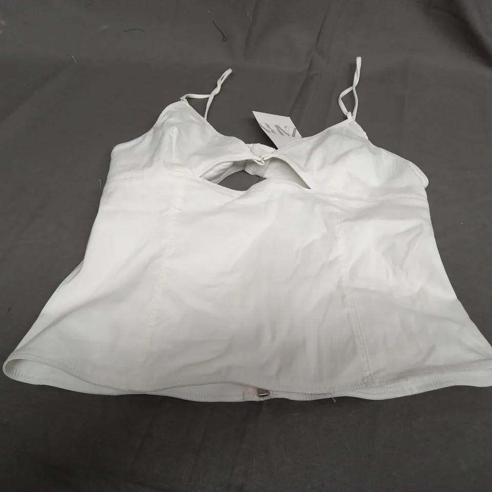 ZARA CREAM CROPPED TOP - MEDIUM